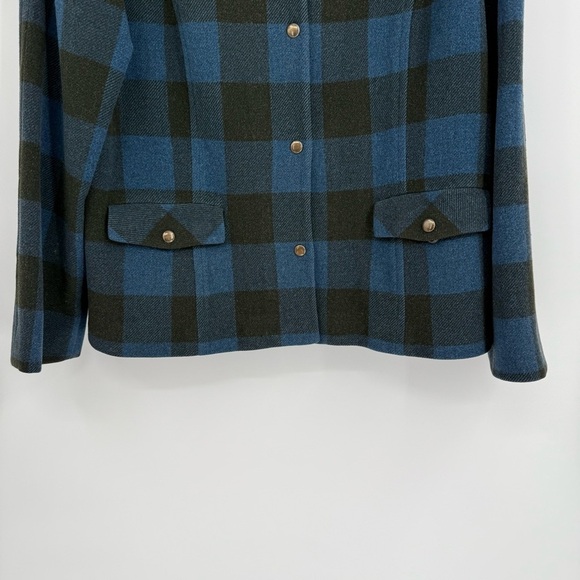 Vintage Pendleton Women’s Blue Black Plaid Virgin Wool/lambswool Jacket Size XL - Picture 3 of 10